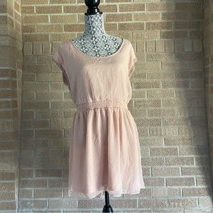 NWT American Eagle Pink Chiffon Dress with Buttons and Beaded Detail Size Medium